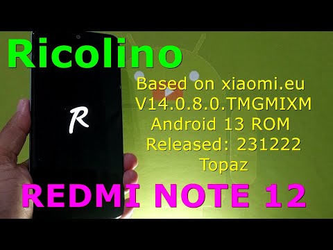 Ricolino - Lunar for Redmi Note 12 Android 13 ROM Released: 231222