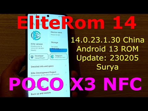 EliteRom 14.0.23.1.30 for Poco X3 NFC Android 13 Port Update: 230205